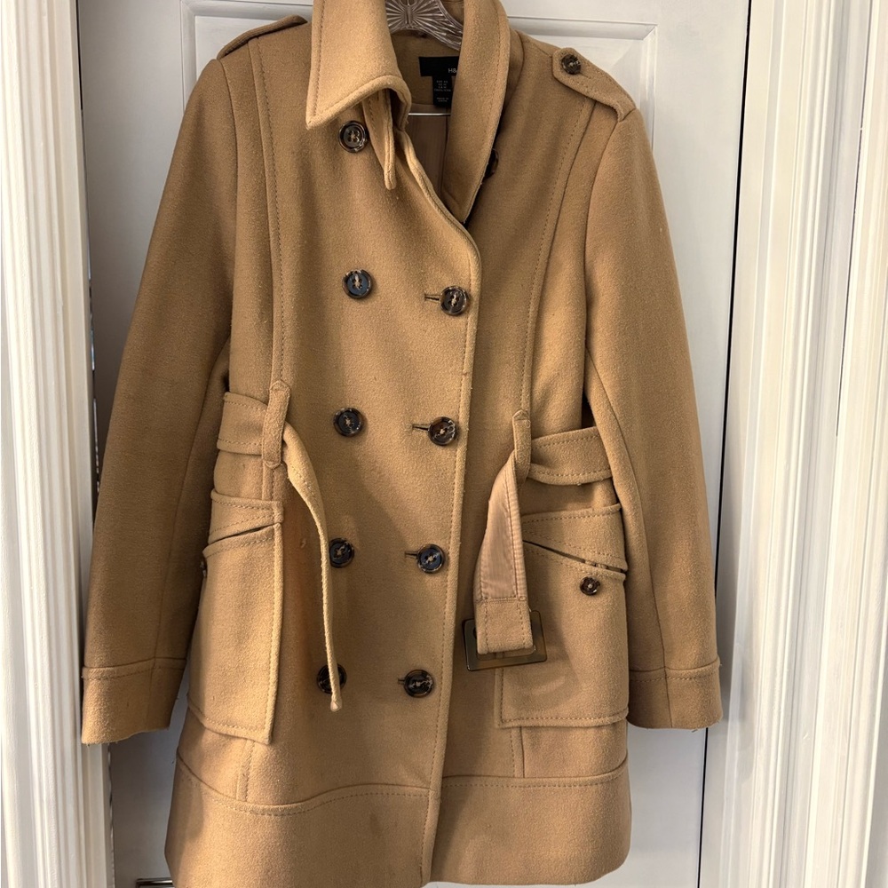 H&M Camel Double-Breasted Trench Coat